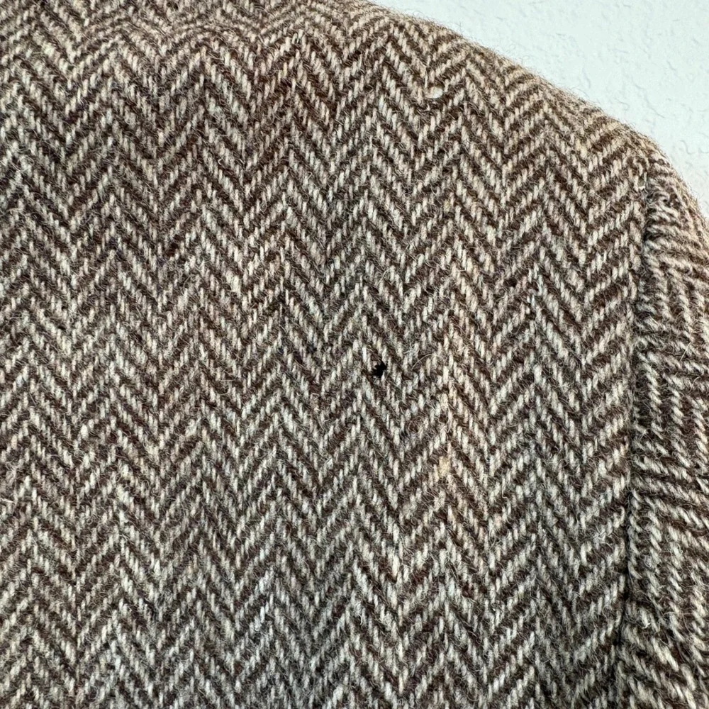 Vintage 70s Harris Tweed Blazer 44 Brown Herringbone Wool Sport Coat Heritage